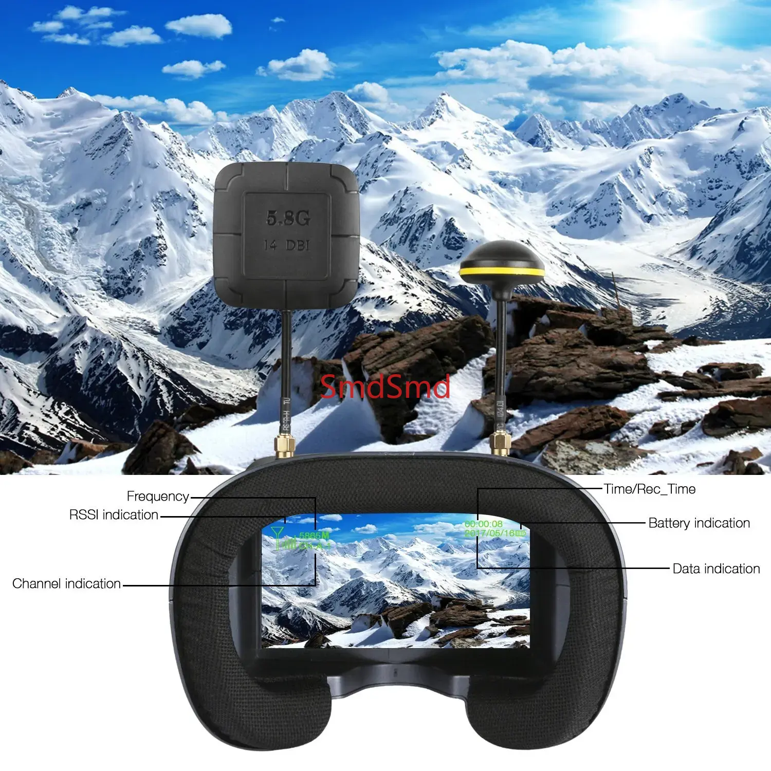 008D PRO FPV-bril, 5,8 GHz, 40 - Fpv Drone Goggles recensie en prijs